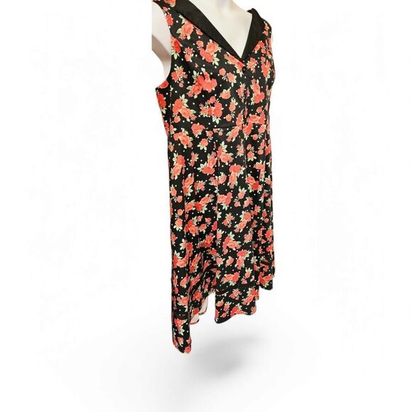 Torrid New vintage retro chic sleeveless red rose pattern midi dress plus size - Picture 4 of 16